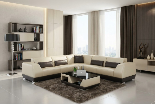 Kůží Sofa s USB žijící krajiny Rohová sedací souprava Design Moderní Pohovka G8024B