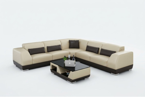 Kůží Sofa s USB žijící krajiny Rohová sedací souprava Design Moderní Pohovka G8024B