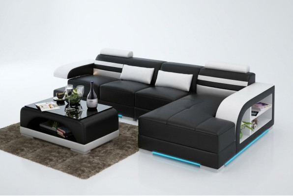 Ledersofa mit USB Wohnlandschaft Ecksofa Eck Garnitur Design Modern Sofa G8033C