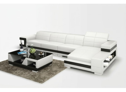 Ledersofa mit USB Wohnlandschaft Ecksofa Eck Garnitur Design Modern Sofa G8017C