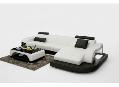 Ledersofa mit USB Wohnlandschaft Ecksofa Eck Garnitur Design Modern Sofa G8009D