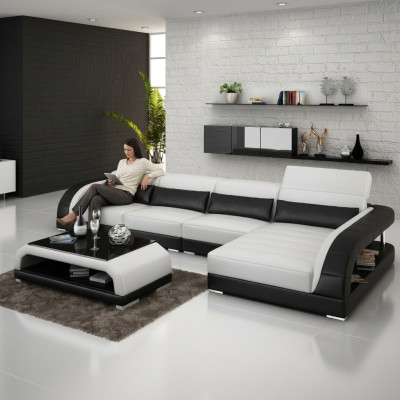 Ledersofa mit USB,Wohnlandschaft Ecksofa Eck Garnitur Design Modern Sofa G8016C
