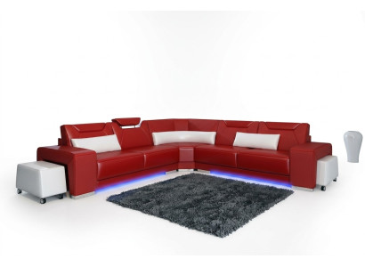 Ledersofa mit USB Wohnlandschaft Ecksofa Eck Garnitur Design Modern Sofa F3011B