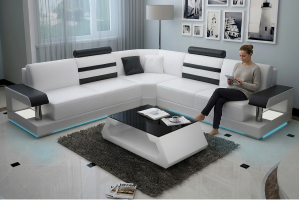 Leder Wohnzimmer Garnituren Couch Set Sofas Couchen Sofagarnitur 3+2+1 mit USB