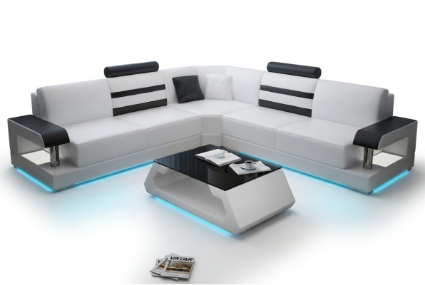 Leder Wohnzimmer Garnituren Couch Set Sofas Couchen Sofagarnitur 3+2+1 mit USB