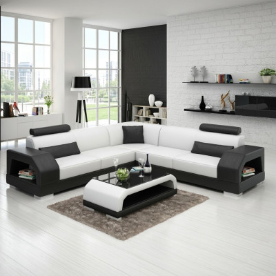 Ledersofa mit USB Wohnlandschaft Ecksofa Eck Garnitur Design Moderne Sofa G8001B