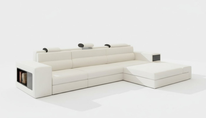Designsofa Sofa mit USB Polster Ecksofa Garnitur Wohnlandschaft Ledersofa Couch