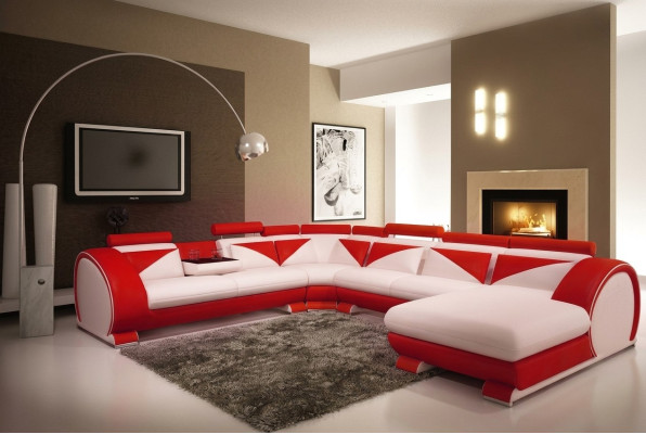 Kůžená pohovka s USB Kůžená pohovka Big Sofa Rozkládací pohovka z kůže XXL U-čelní sedací souprava