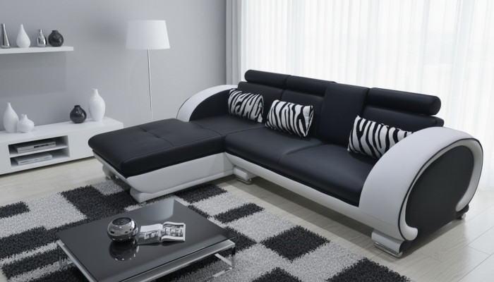 Eck Sofa Leder + USB Eck Garnitur Wohn Ecke Landschaft L Form Polster Neu Design
