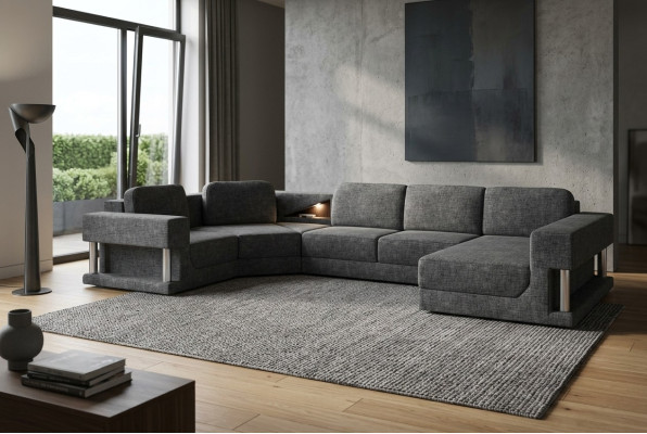 Ecksofa mit USB Polster Textill Design Sofa Garnitur Wohnlandschaft Parlament