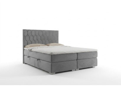 Boxspring postel Hotel Dvojlůžko 180x200cm Luxus Postele Potahová Funkce Šedý