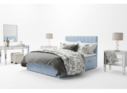 Boxspring Bett Hotel Doppel Blau Samt Luxus Betten Polster Bettkasten 180x200