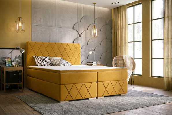 Boxspring Postel Kompletní Set Matrace & Matracový vrchní polštář Luxus Potah 160x200 cm Postele Nové