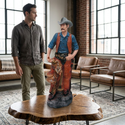 Statue Skulptur Holzfäller Cowboy Figur Statuen Skulpturen Hand bemalte Figuren