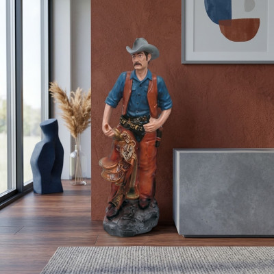 Statue Skulptur Holzfäller Cowboy Figur Statuen Skulpturen Hand bemalte Figuren