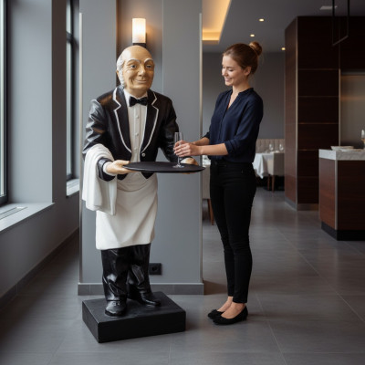 Butler figurka socha figurky sochy skulptura restaurace hotel odkládací číšník nový