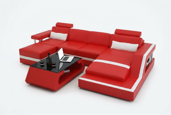 Návrhářská pohovka Sofa Wohnlandschaft Big Modernes Ledersofa + USB Couch Polster