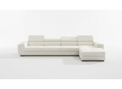 Ecksofa Ledersofa USB Wohnlandschaft L Form Sofa Polster Sitz Ecke Tettau Weiß