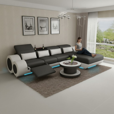 Kůžená pohovka + USB sedací souprava Nová rohová pohovka Dvousedadlová sestava Design Moderní Pohovka G8035H.