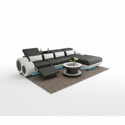 Kůžená pohovka + USB sedací souprava Nová rohová pohovka Dvousedadlová sestava Design Moderní Pohovka G8035H.