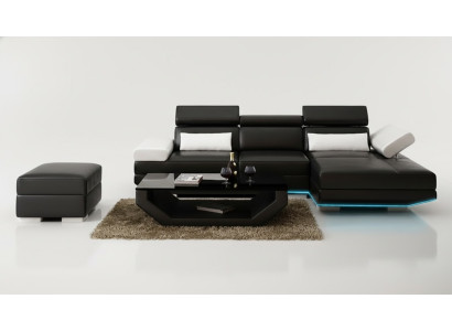 Kožená pohovka v L- tvaru + USB obývací stěna rohová souprava Design Moderní sedací souprava K5009D