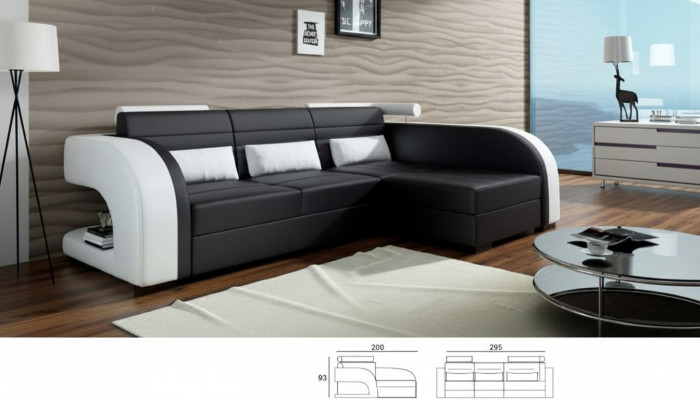 Leder Sofa mit USB Polster Ecksofa Wohnlandschaft Polsterecke Sofa Bergamo Couch