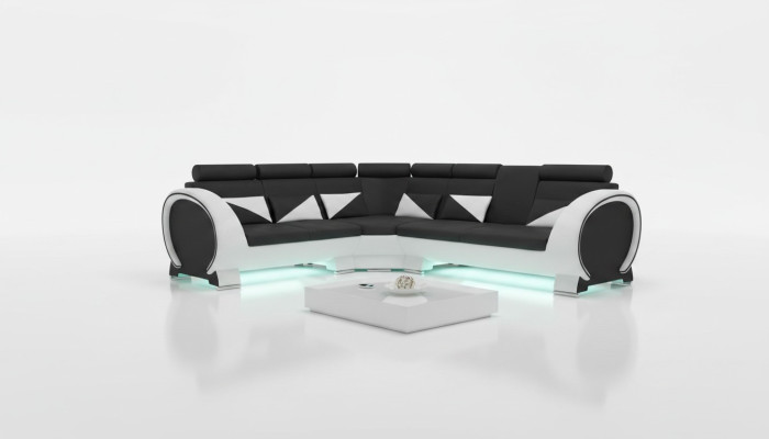 Ecksofa mit USB Ledersofa Ledergarnitur Eckcouch Design Sofa Leder Couch 