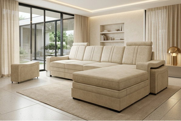 Textilcouch mit USB Stoffsofa Stoffcouch Ecksofa Sofa Polster Garnitur Ecke Neu