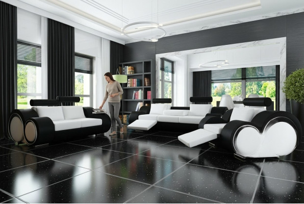 Sofagarnitur + USB Polster 3+2+1 Sofa Garnitur Designer Lounge Relax Polster Set