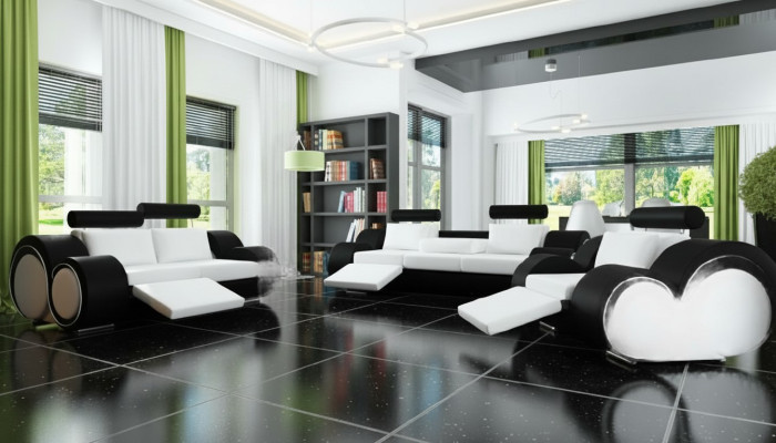 Sofagarnitur + USB Polster 3+2+1 Sofa Garnitur Designer Lounge Relax Polster Set