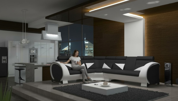 ECKSOFA ECKCOUCH DESIGN *FARBWAHL* SOFA +USB,LEDER LEDERSOFA LEDERGARNITUR