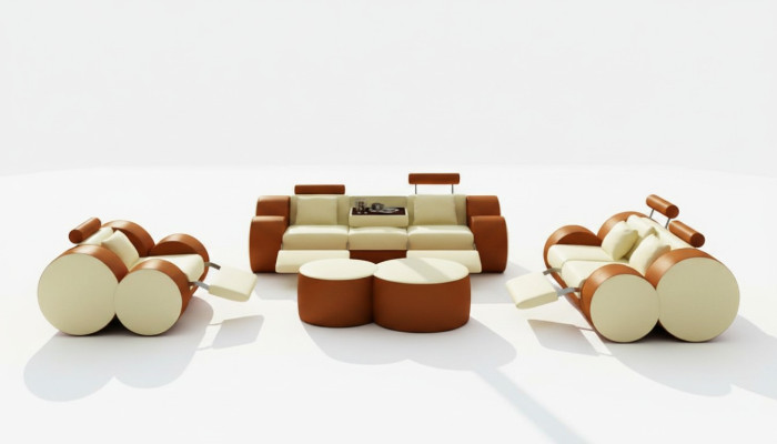 Leder Sofa 3+2+1 Mit USB Relax Couch Sofagarnitur Couchgarnitur Polstergarnitur