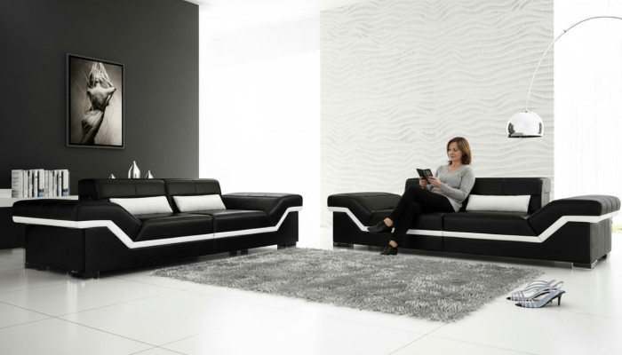 LEDERSOFA SOFA 3+3 SOFA + USB POLSTER LEDER GARNITUR SOFAGARITUR Maßanfertigung