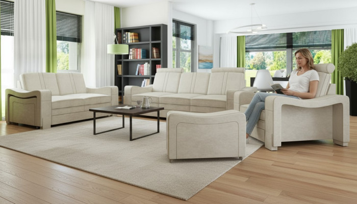 Sofagarnitur Textil Polster Sofa mit USB Garnitur Stoffsofa 3+2+1 Wohnlandschaft