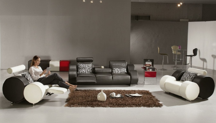 LEDERSOFA mit USB LEDER GARNITUR 3+2+1 SITZER POLSTERGARNITUR DESIGNER SOFA NEU
