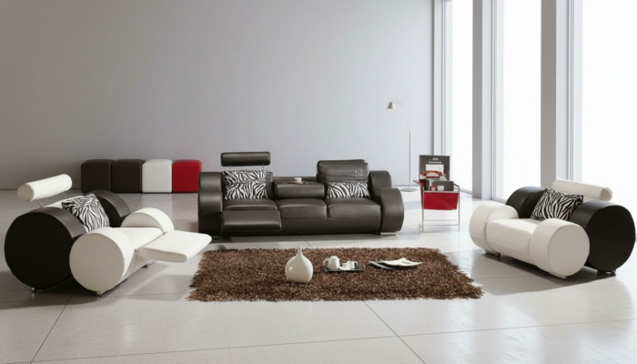 LEDERSOFA mit USB LEDER GARNITUR 3+2+1 SITZER POLSTERGARNITUR DESIGNER SOFA NEU