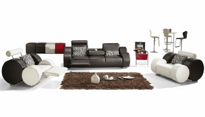 LEDERSOFA LEDER COUCH 3+2+1 mit USB POLSTERGARNITUR DESIGNER SOFA NEU GARNITUR