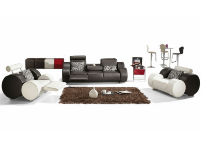 LEDERSOFA LEDER COUCH 3+2+1 mit USB POLSTERGARNITUR DESIGNER SOFA NEU GARNITUR