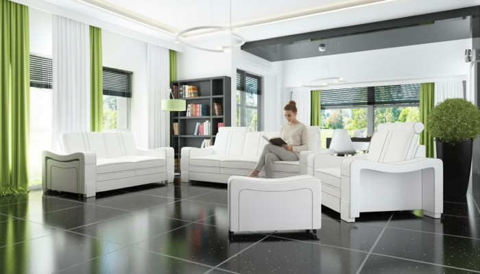LEDERSOFA 3+2+1 SOFA +USB GARNITUR POLSTERGARNITUR DESIGN SOFA SOFAGARNITUR NEW