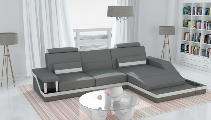 Ecksofa Garnitur Leder Textil Stoff Wohnlandschaft Sofa USB Neu Maßanfertigung