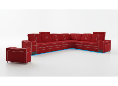 LEDERSOFA XXL WOHNLANDSCHAFT GARNITUR LEDER ECKCOUCH GARNITUR mit USB POLSTER