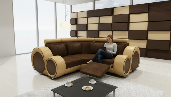 STOFFOVÁ SOFA ODSÁNKY SOFA S FUNKCÍ RELAXACE ROH SOFA Na míru USB