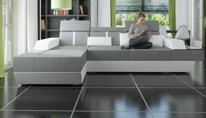 Stoffsofa Ecksofa Textil Stoff Wohnlandschaft Polster Neu Textilsofa Sofa + USB