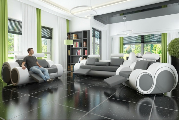 Sofa Polstrování 3+2 sedadla s USB, kožená sedací souprava na míru nová