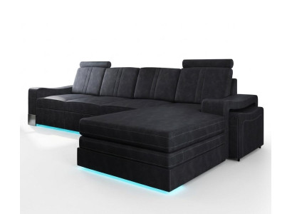 Stoffcouch mit USB Sofa Polster Garnitur Ecke Neu Textilcouch Eckcouch Stoffsofa