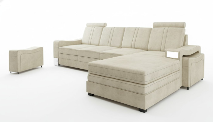 Textilcouch Eckcouch Stoffsofa mit USB Ecksofa Sofa Polster Garnitur Ecke Neu