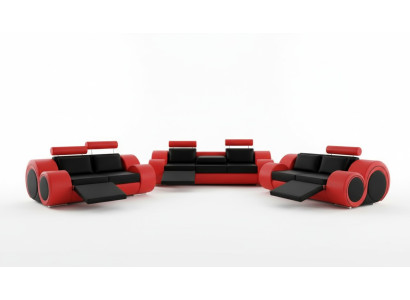 Sofa BERLIN Polster Couch Garnitur 3+2 Sitz Designer Sofa Ledersofa mit USB Neu