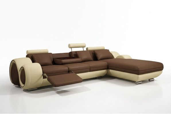 Patentovaný design rohová sedací souprava Sofa + USB, čalounění kůže roh BERLÍN obývací stěna