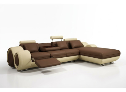 Patentovaný design rohová sedací souprava Sofa + USB, čalounění kůže roh BERLÍN obývací stěna