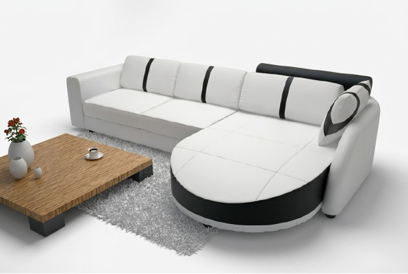 KŮŽOVÁ ROHOVÁ SOFA S FUNKCÍ POSTELE, DESIGNÉRSKÁ SOFA, ROZHODÍVACÍ SOFA, KOŽENÝ ROHOVEC S USB.